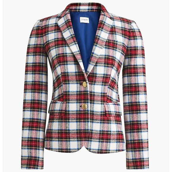 NWT‎ J Crew Schoolboy Blazer Jacket Women 24 Tartan Plaid Holiday Christmas $218